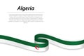 Waving ribbon or banner with flag of Algeria Royalty Free Stock Photo