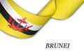 Waving ribbon or banner with flag of Brunei