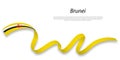 Waving ribbon or banner with flag of .Brunei