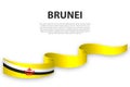 Waving ribbon or banner with flag of Brunei