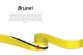 Waving ribbon or banner with flag of Brunei