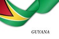 Waving ribbon or banner with flag of Guyana