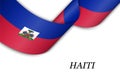 Waving ribbon or banner with flag of Haiti