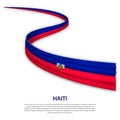 Waving ribbon or banner with flag of Haiti