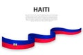 Waving ribbon or banner with flag of Haiti