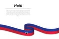 Waving ribbon or banner with flag of Haiti