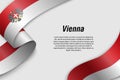 Waving ribbon or banner with flag State of Austria