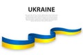 Waving ribbon or banner with flag of Ukraine