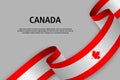 Waving ribbon with Flag of Canada,