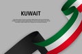 Waving ribbon with Flag of Kuwait