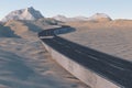 The waving road in the desert, 3d rendering