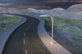 The waving road in the deserted suburbs, 3d rendering Royalty Free Stock Photo