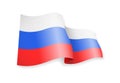 Waving Russia flag on white background.