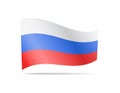 Waving Russia Flag on white. Flag in the Wind.