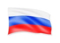 Waving Russia flag on white. Flag in the wind.