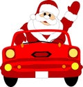 Waving Santa Claus in car Royalty Free Stock Photo