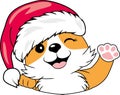 Waving Santa Corgi dog Royalty Free Stock Photo