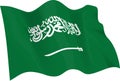 Waving Saudi Arabian Flag. Vector illustration for your design. Royalty Free Stock Photo