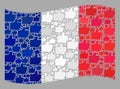 Waving Selection France Flag - Collage with Thumb Up Icons