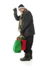 Waving Senior Christmas Shopper