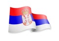 Waving Serbia flag on white background. Royalty Free Stock Photo