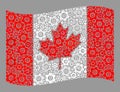 Waving Service Canada Flag - Collage with Cog Wheels