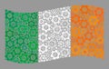 Waving Service Ireland Flag - Mosaic with Gear Icons