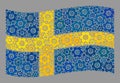 Waving Service Sweden Flag - Collage of Cog Items