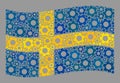 Waving Service Sweden Flag - Mosaic with Gear Objects