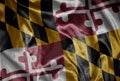 waving shining big flag of maryland state on a silky texture Royalty Free Stock Photo