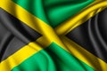 waving silk flag of Jamaica Royalty Free Stock Photo