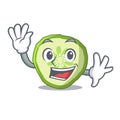 Waving sliced cucumber hamburger ingredient character cartoon