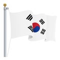 Waving South Corea Flag Isolated On A White Background. Vector Illustration.