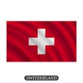 Waving Switzerland flag on a white background. Vector illustration