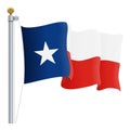Waving Texas Flag Isolated On A White Background. Vector Illustration.