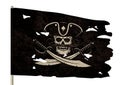 Waving torn pirate flag with a jolly roger Royalty Free Stock Photo