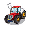 Waving tractor character cartoon style