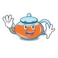 Waving transparent teapot character cartoon