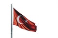 Waving turkish flag isolated with white background Royalty Free Stock Photo