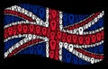 Waving UK Flag Mosaic of Coffin Items