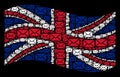 Waving UK Flag Mosaic of Mail Envelope Icons