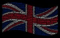 Waving UK Flag Collage of Flags Words