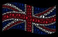Waving Great Britain Flag Pattern of Exit Direction Icons