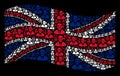 Waving UK Flag Mosaic of Masked Thief Icons