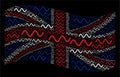 Waving United Kingdom Flag Collage of Sinusoid Wave Items