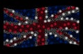 Waving United Kingdom Flag Mesh Illustration with Flash Effect