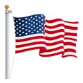 Waving United States of America Flag. UK Flag Isolated On A White Background. Vector Illustration