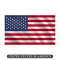 Waving USA flag on a white background. Vector illustration Royalty Free Stock Photo