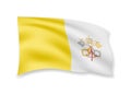 Waving Vatican flag on white. Flag in the wind Royalty Free Stock Photo