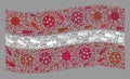 Waving Virus Therapy Latvia Flag - Mosaic of Virus and Syringe Elements